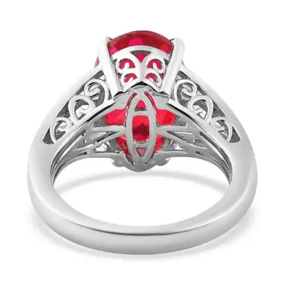 Rare Volcanic Quartz  Ring in Platinum Over Sterling Silver 6.40 ctw - Picture 7 of 10